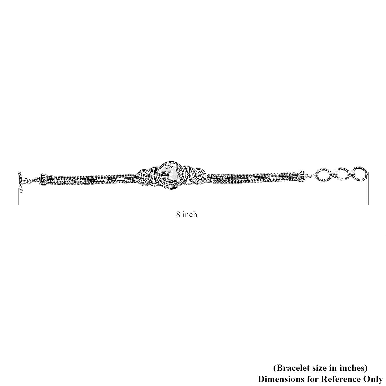 Bali Legacy Sterling Silver Toggle Clasp Horse Bracelet (6.50-8.0In) 19.10 Grams