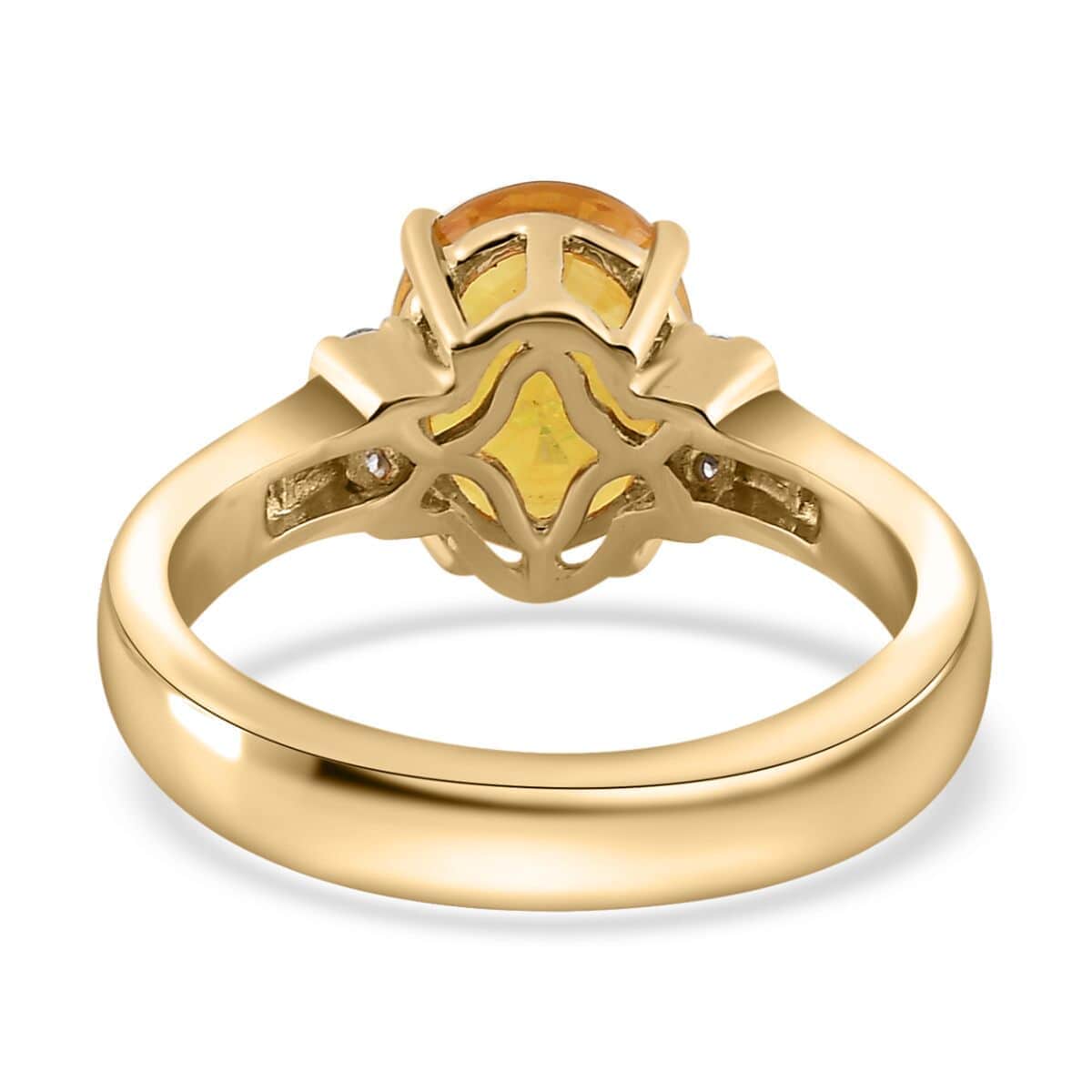 Luxoro 10K Yellow Gold Premium Madagascar Yellow Sapphire and G-H I2 Diamond Ring (Size 6.0) 2.40 ctw image number 4