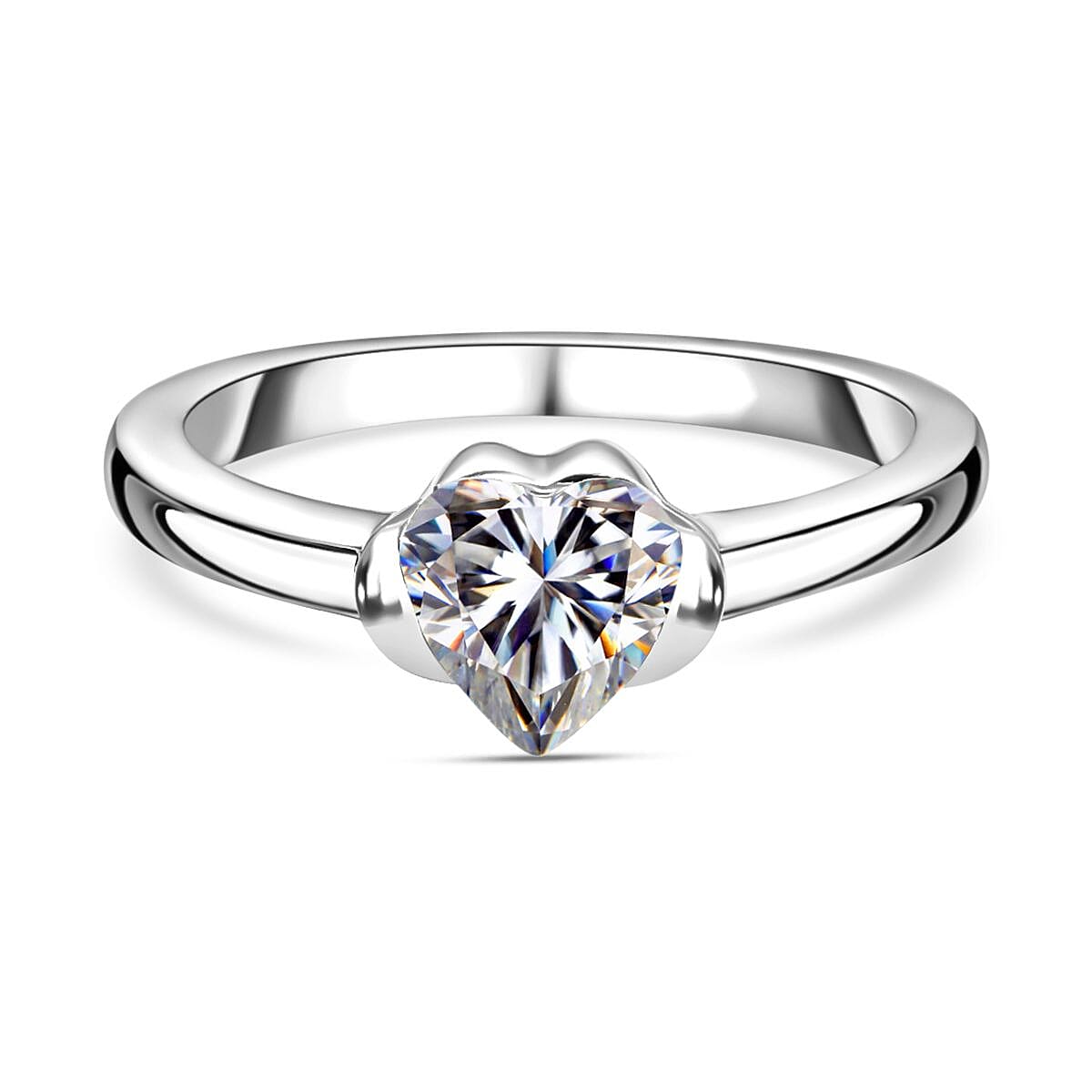 Moissanite 0.67 ctw Ring in Platinum Over Sterling Silver (Size 8.0)