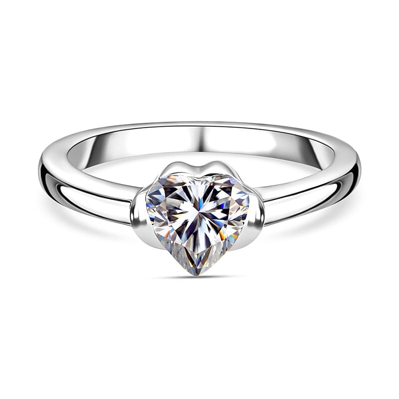 Moissanite 0.67 ctw Ring in Platinum Over Sterling Silver (Size 8.0)