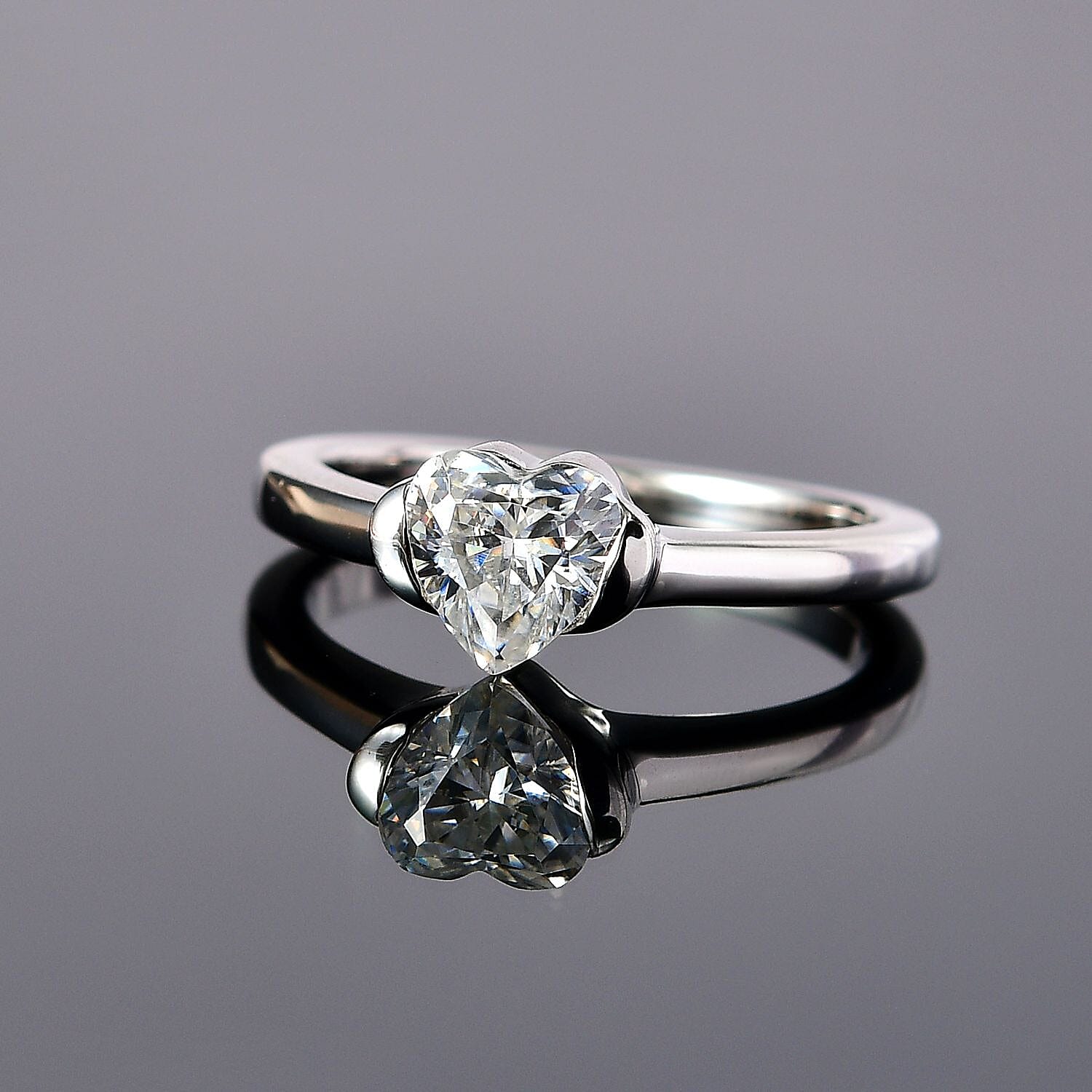 Moissanite 0.67 ctw Ring in Platinum Over Sterling Silver (Size 8.0)
