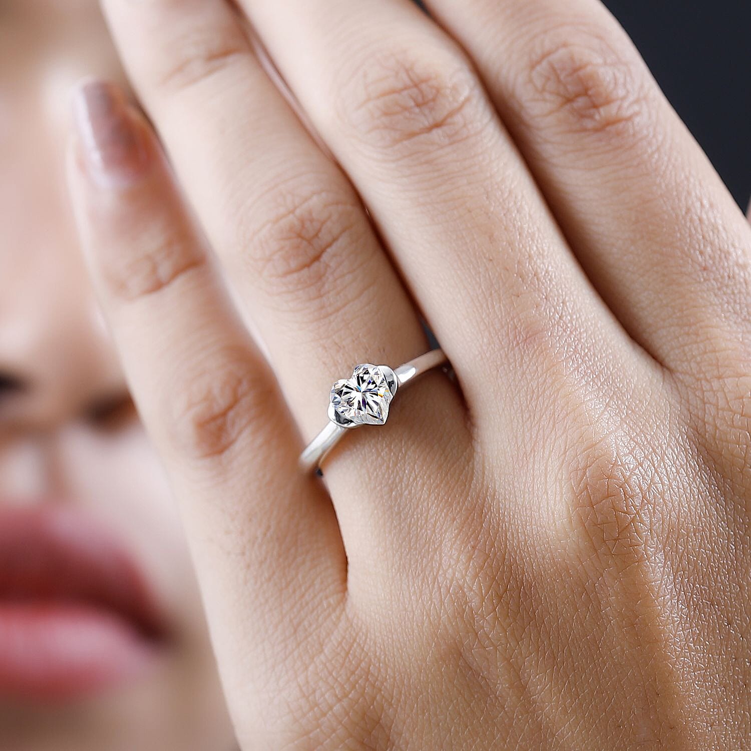 Moissanite 0.67 ctw Ring in Platinum Over Sterling Silver (Size 8.0)