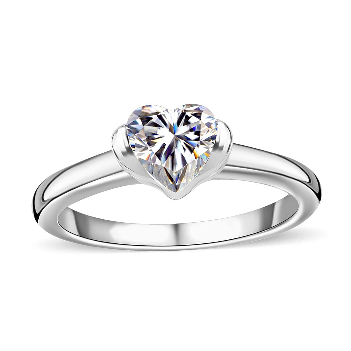 Moissanite 0.67 ctw Ring in Platinum Over Sterling Silver (Size 8.0)