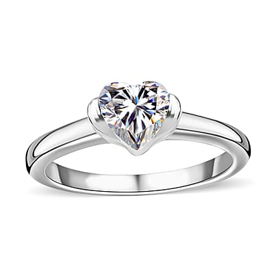 Moissanite 0.67 ctw Ring in Platinum Over Sterling Silver (Size 8.0)