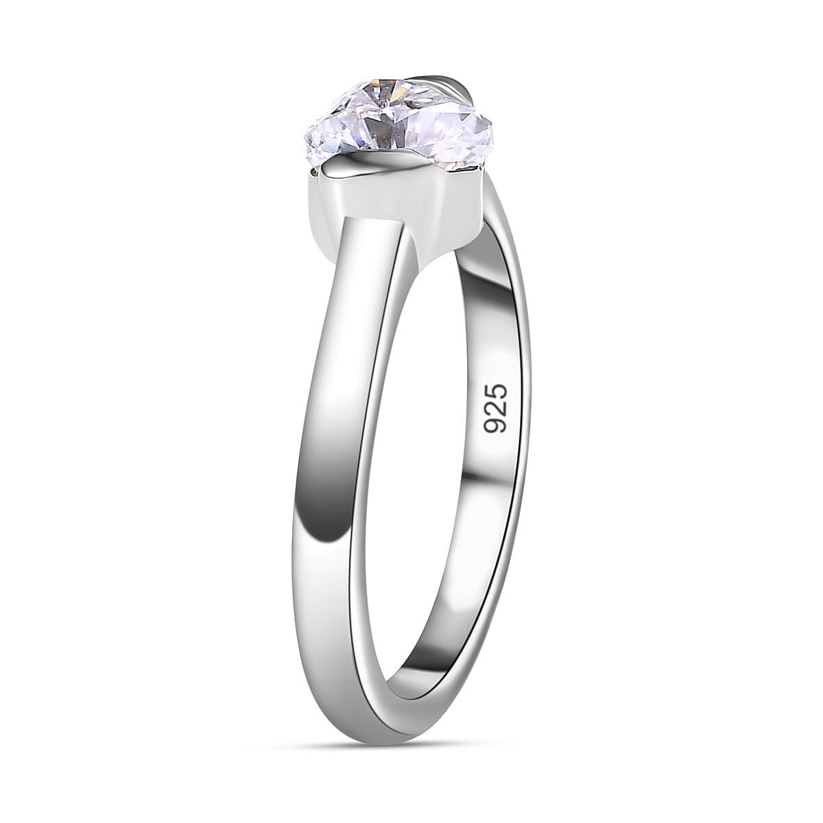 Moissanite 0.67 ctw Ring in Platinum Over Sterling Silver (Size 8.0)