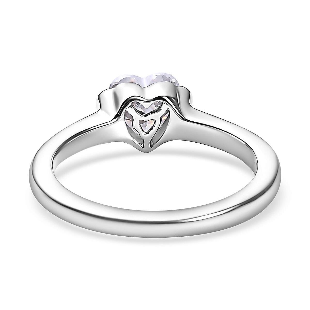 Moissanite 0.67 ctw Ring in Platinum Over Sterling Silver (Size 8.0)