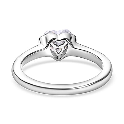 Moissanite 0.67 ctw Ring in Platinum Over Sterling Silver (Size 8.0)