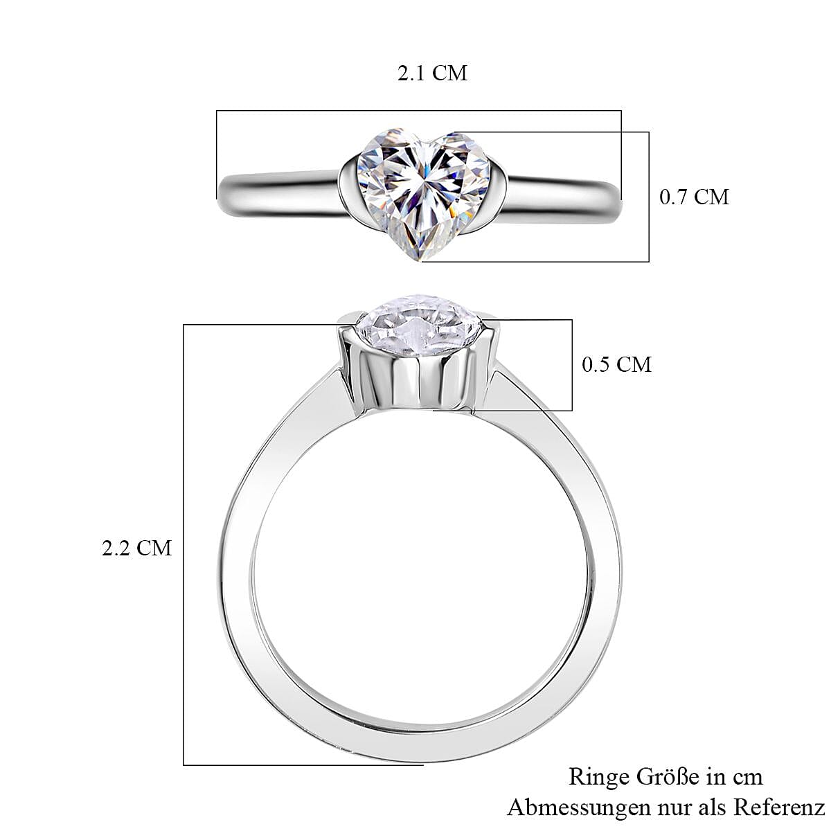 Moissanite 0.67 ctw Ring in Platinum Over Sterling Silver (Size 8.0)