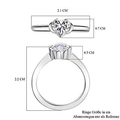 Moissanite 0.67 ctw Ring in Platinum Over Sterling Silver (Size 8.0)