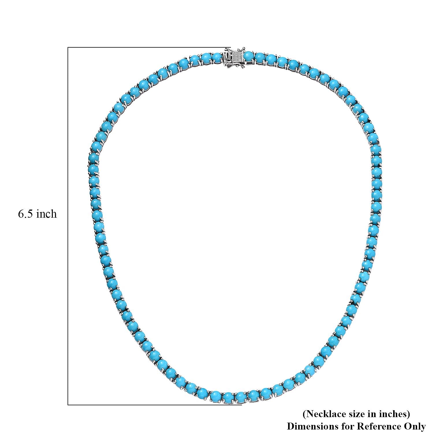 Sleeping Beauty Turquoise 41.35 ctw Tennis Necklace 18 Inches in Platinum Over Sterling Silver