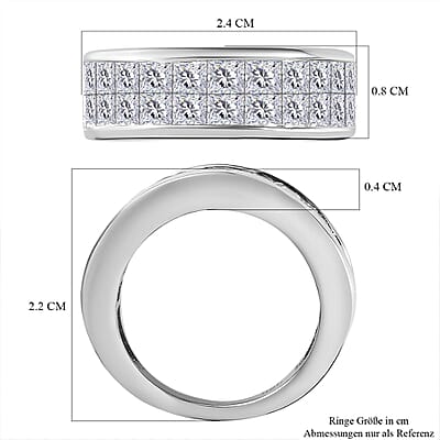 White Moissanite 3.52 ctw Ring in Platinum Over Sterling Silver (Size 8.0)