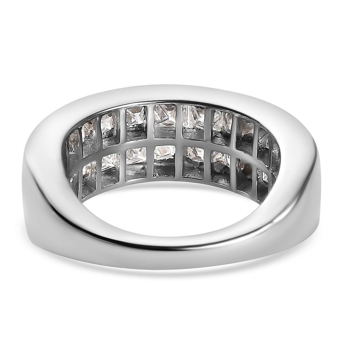 White Moissanite 3.52 ctw Ring in Platinum Over Sterling Silver (Size 8.0)