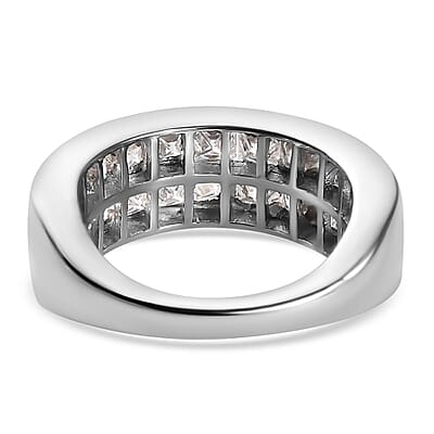 White Moissanite 3.52 ctw Ring in Platinum Over Sterling Silver (Size 8.0)