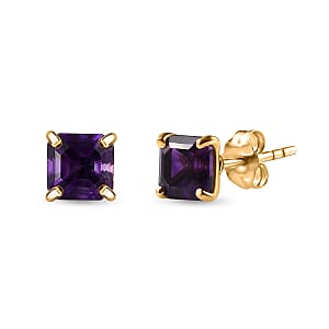 AAA Moroccan Amethyst 1.15 ctw Solitaire Stud Earrings in 10K Yellow Gold