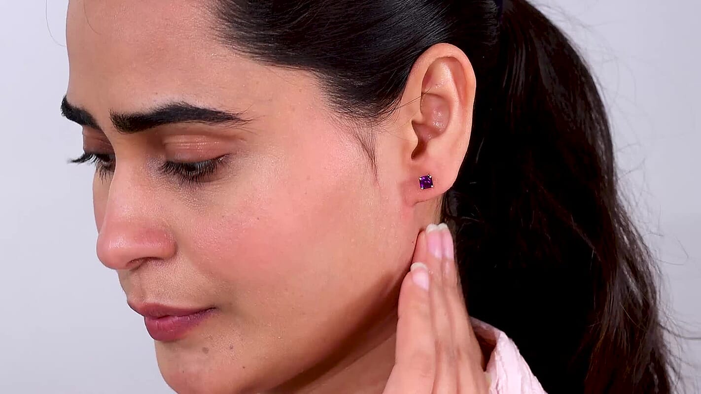 Luxoro 10K Yellow Gold AAA Moroccan Amethyst Solitaire Earrings 1.30 ctw