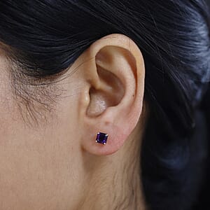 AAA Moroccan Amethyst 1.15 ctw Solitaire Stud Earrings in 10K Yellow Gold