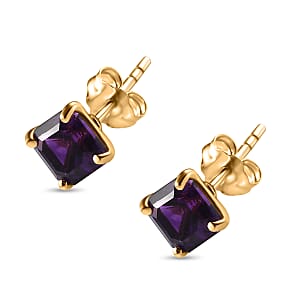 AAA Moroccan Amethyst 1.15 ctw Solitaire Stud Earrings in 10K Yellow Gold
