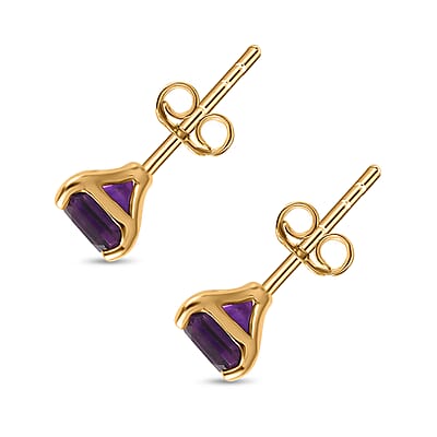 AAA Moroccan Amethyst 1.15 ctw Solitaire Stud Earrings in 10K Yellow Gold