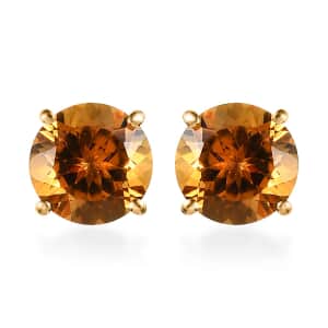 Premium Mocha Scapolite Solitaire Stud Earrings in Vermeil Yellow Gold Over Sterling Silver 3.25 ctw