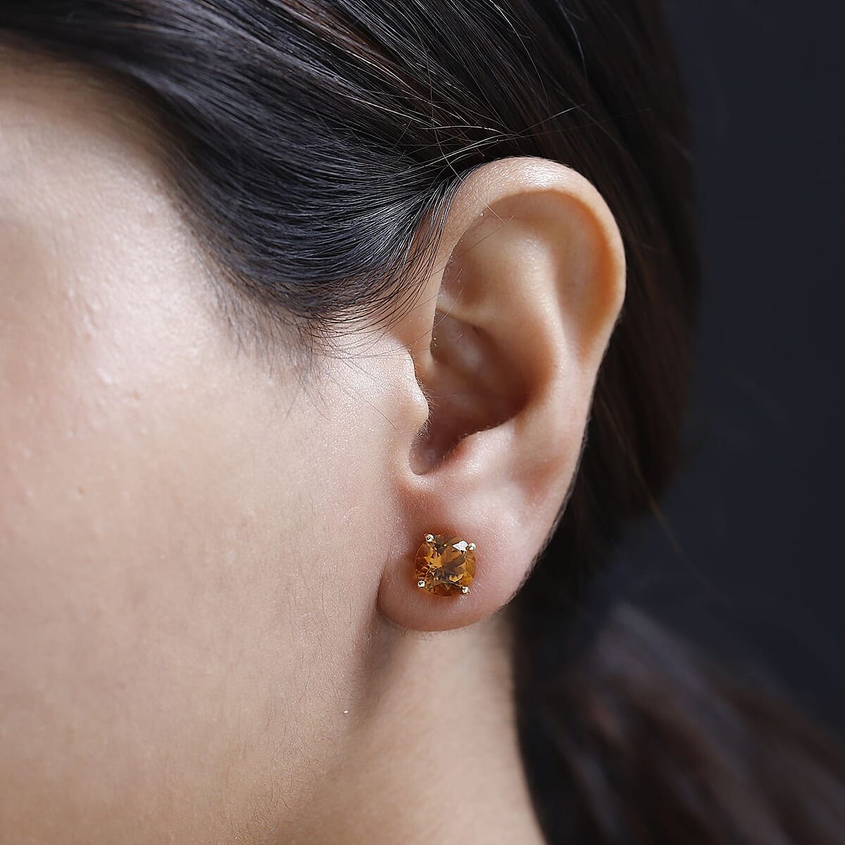 Premium Mocha Scapolite Solitaire Stud Earrings in Vermeil Yellow Gold Over Sterling Silver 3.25 ctw image number 2