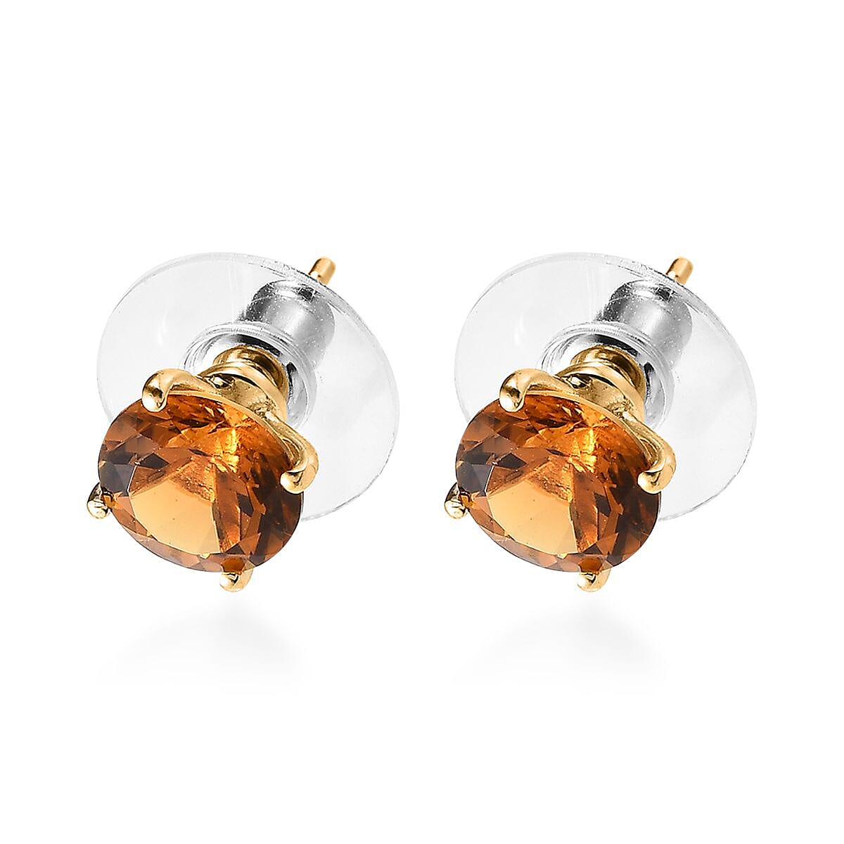Premium Mocha Scapolite Solitaire Stud Earrings in Vermeil Yellow Gold Over Sterling Silver 3.25 ctw image number 3