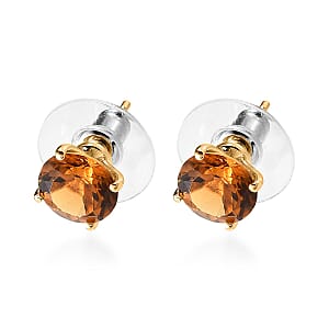 Premium Mocha Scapolite Solitaire Stud Earrings in Vermeil Yellow Gold Over Sterling Silver 3.25 ctw