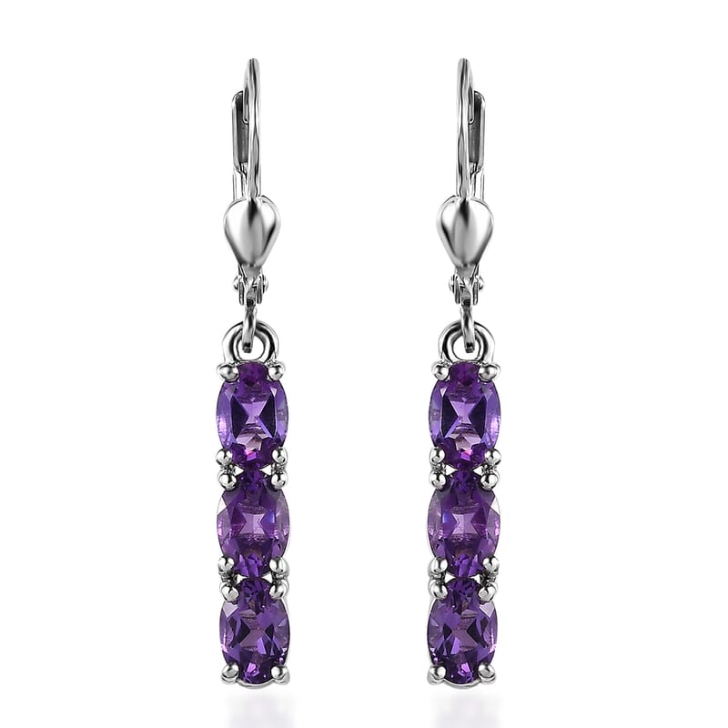 Premium Mashamba Amethyst Lever Back Earrings in Platinum Over Sterling Silver 2.50 ctw