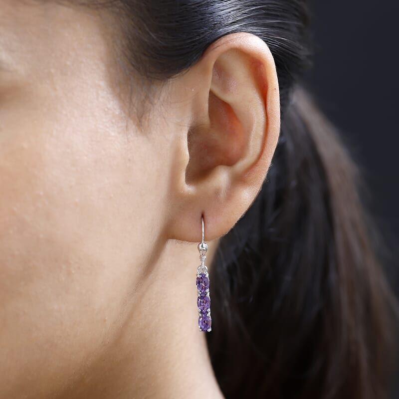 Premium Mashamba Amethyst Lever Back Earrings in Platinum Over Sterling Silver 2.50 ctw