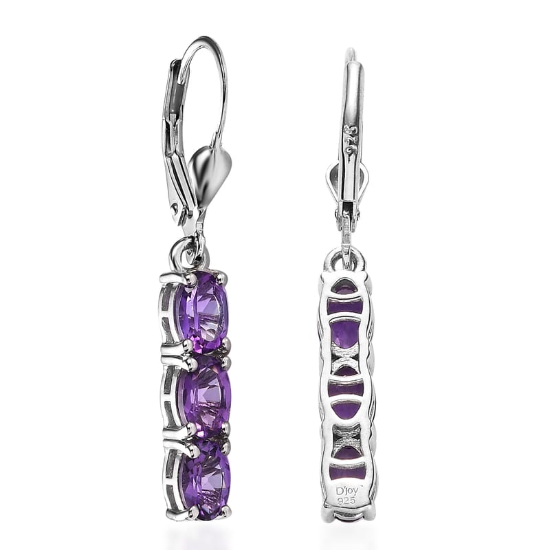 Premium Mashamba Amethyst Lever Back Earrings in Platinum Over Sterling Silver 2.50 ctw
