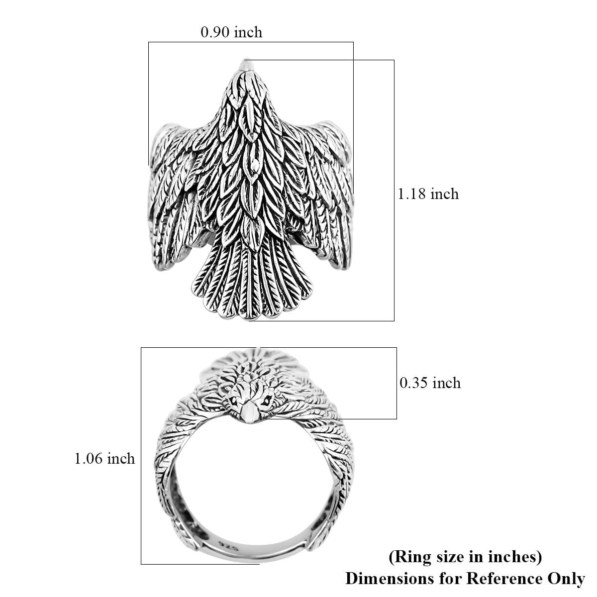 Bali Legacy Sterling Silver Eagle Ring (Size 5.0) 7.50 Grams image number 5