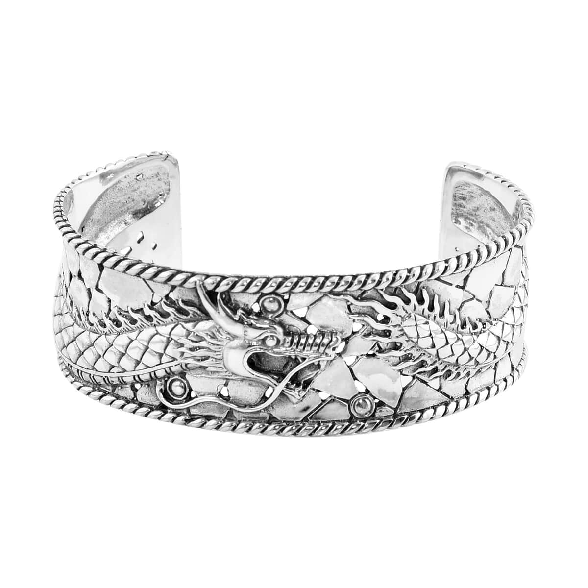 Bali Legacy Sterling Silver Dragon Cuff Bracelet (7.25 In) 35.10 Grams image number 0