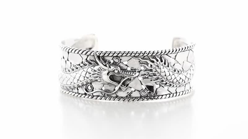 Bali Legacy Sterling Silver Dragon Cuff Bracelet (7.25 In) 35.10 Grams