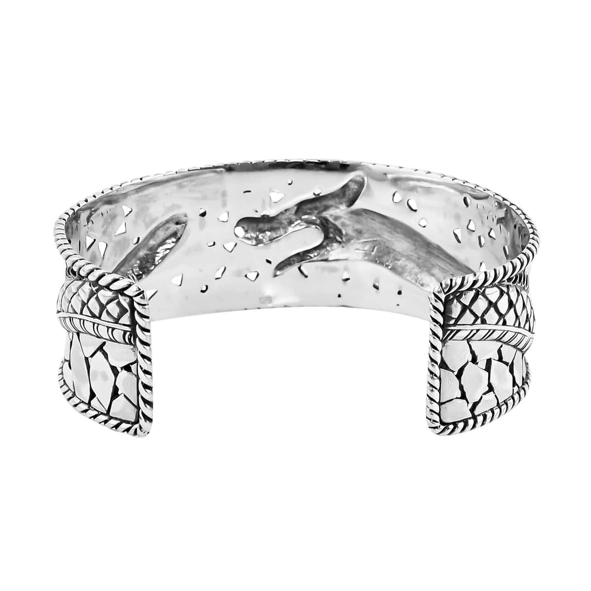 Bali Legacy Sterling Silver Dragon Cuff Bracelet (7.25 In) 35.10 Grams image number 4