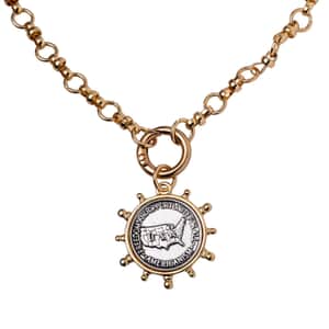 United States Half Dollar Coin Necklace 20 Inches in Silvertone and Goldtone