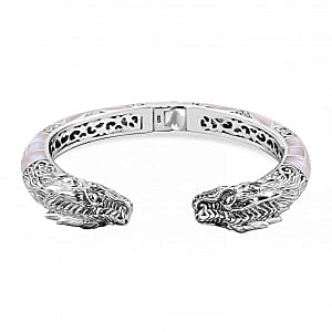 Mother of Pearl 0.44 ctw Bangle Bracelet in Sterling Silver (7.5 In) (46.54 g)