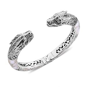 Mother of Pearl 0.44 ctw Bangle Bracelet in Sterling Silver (7.5 In) (46.54 g)