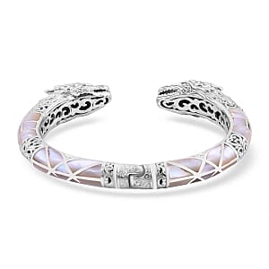 Mother of Pearl 0.44 ctw Bangle Bracelet in Sterling Silver (7.5 In) (46.54 g)