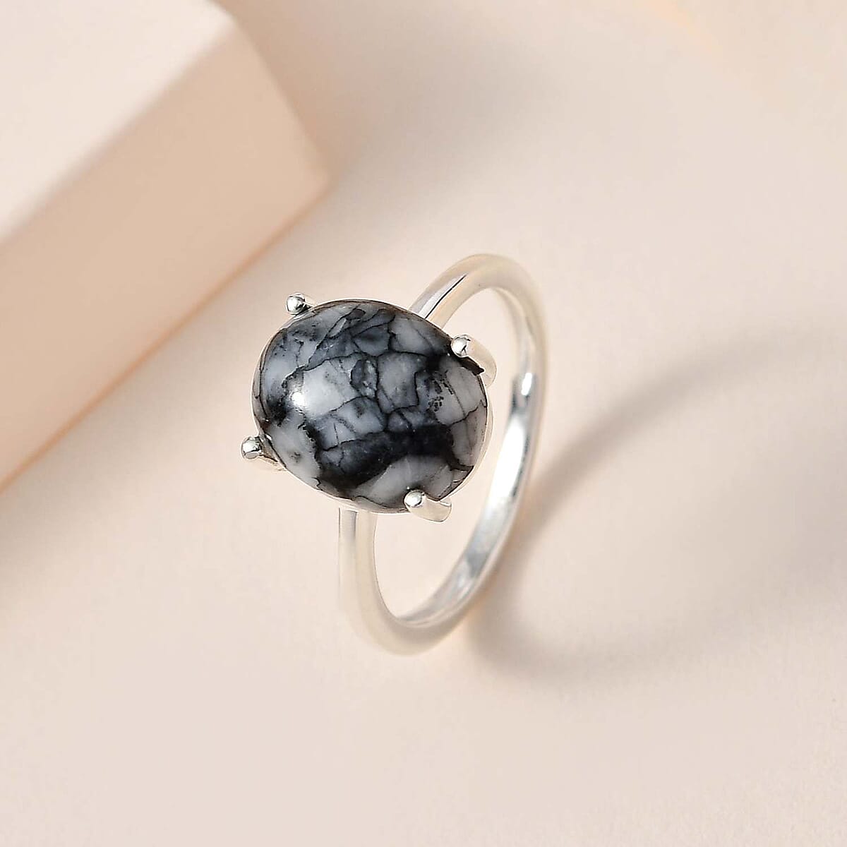 Austrian Pinolith Solitaire Ring in Sterling Silver (Size 9.0) 4.15 ctw image number 1