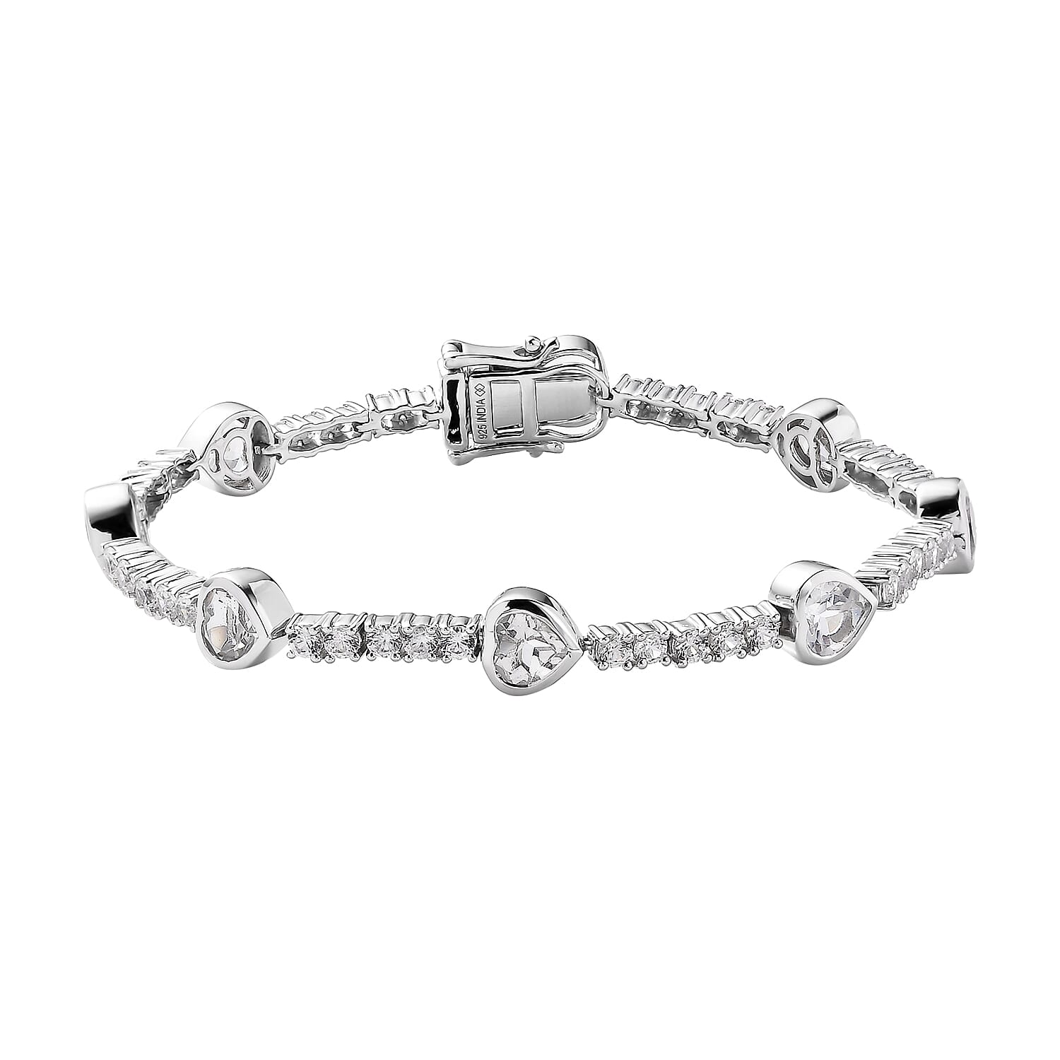 White Topaz and White Zircon 10.30 ctw Cluster Bracelet in Rhodium Over Sterling Silver (7.00 In)