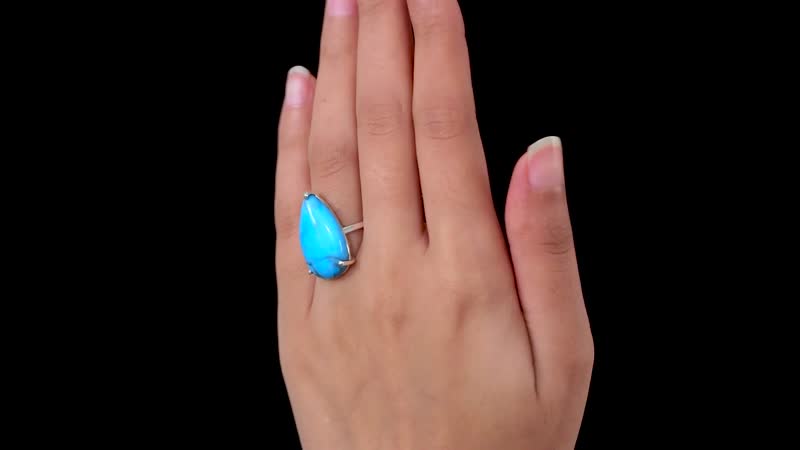 Blue Howlite Solitaire Ring in Sterling Silver (Size 10.0) 16.35 ctw