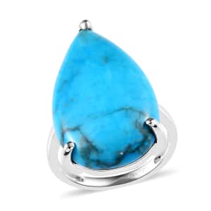 Blue Howlite Solitaire Ring in Sterling Silver (Size 7.0) 16.35 ctw