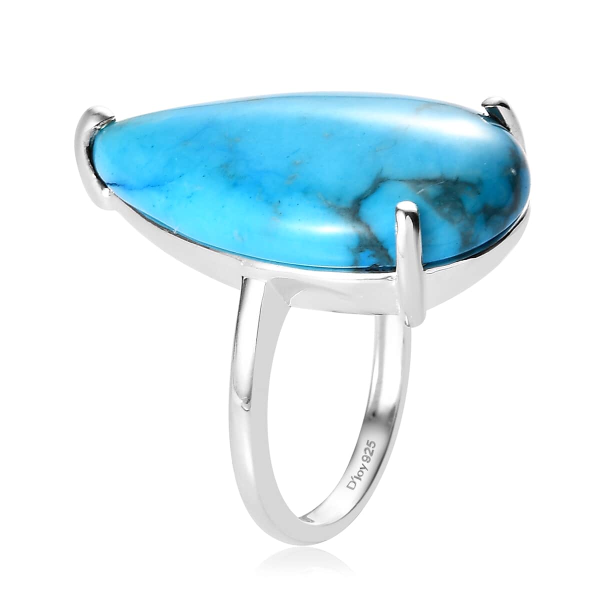 Blue Howlite Solitaire Ring in Sterling Silver (Size 7.0) 16.35 ctw image number 3
