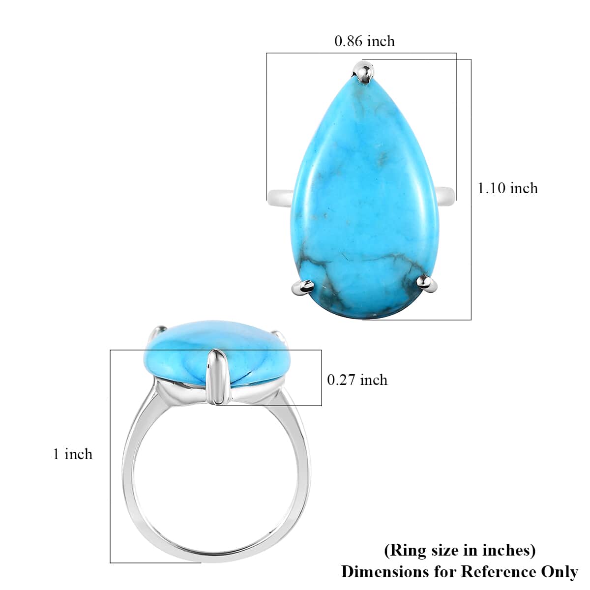 Blue Howlite Solitaire Ring in Sterling Silver (Size 7.0) 16.35 ctw image number 5