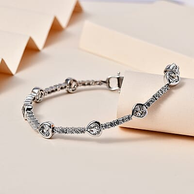 White Topaz and White Zircon 11.25 ctw Cluster Bracelet in Rhodium Over Sterling Silver (7.50 In)