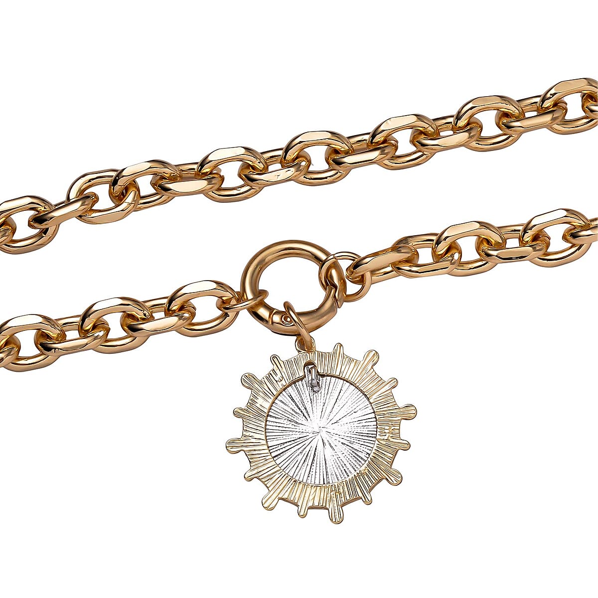 Lady Liberty Coin Necklace 20 Inches Pendant in Silvertone and Goldtone image number 3