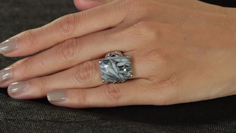 Austrian Pinolith Solitaire Ring in Stainless Steel (Size 10.0) 19.35 ctw