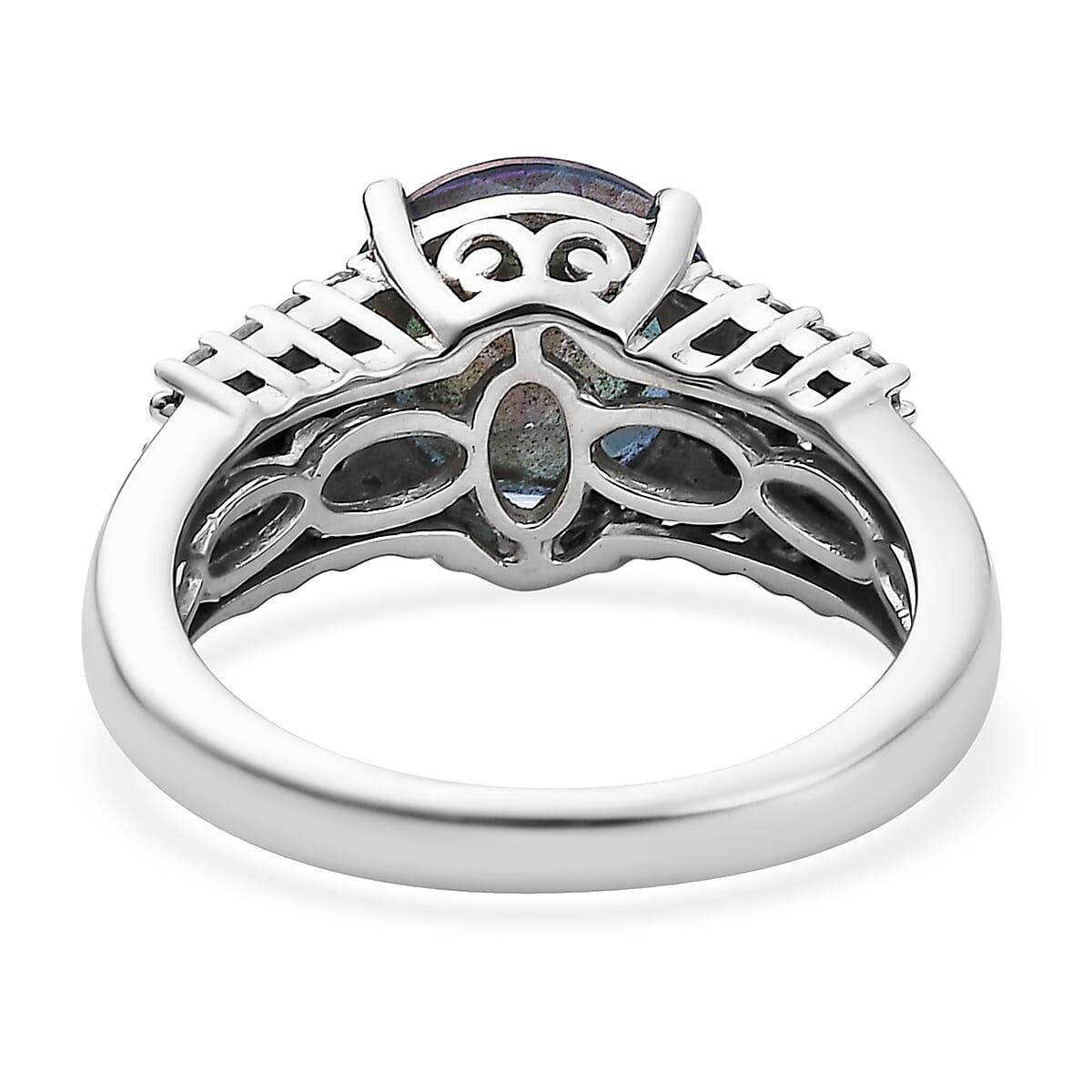 Brazilian Blue Petalite and Moissanite Ring in Platinum Over Sterling Silver (Size 10.0) 2.65 ctw image number 4