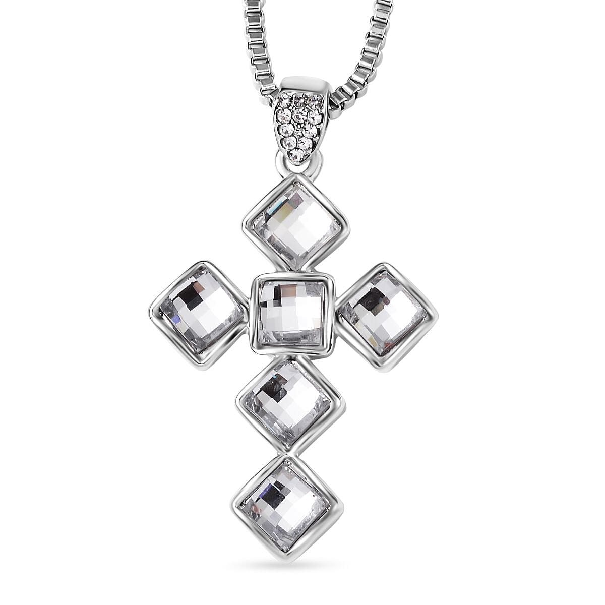 Austrian Crystal Necklace in Silvertone 24 Inches 