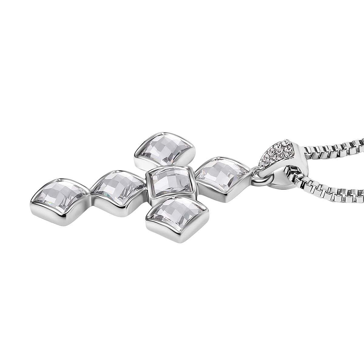 Austrian Crystal Necklace in Silvertone 24 Inches 