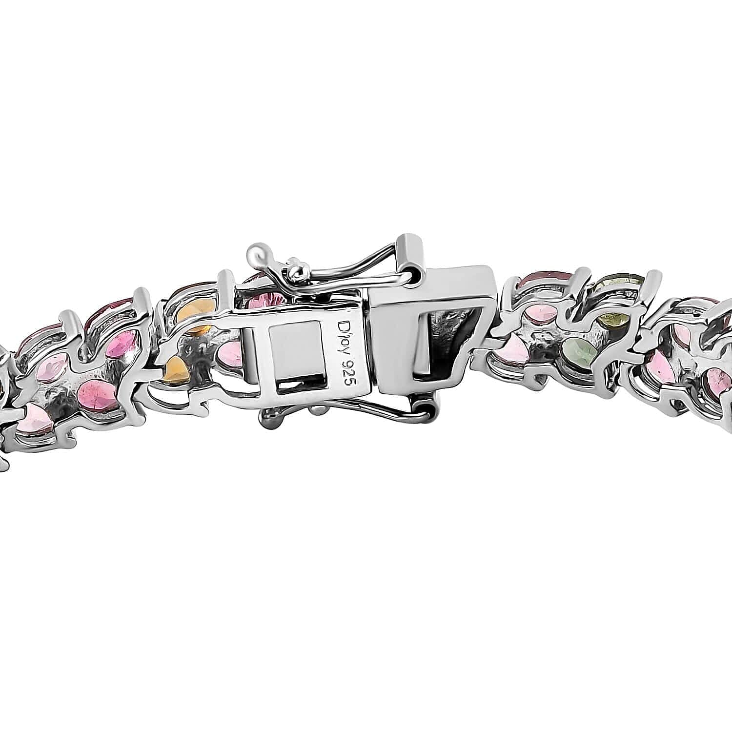 Multi-Tourmaline 2 Row Bracelet in Platinum Over Sterling Silver (6.50 In) 11.40 ctw